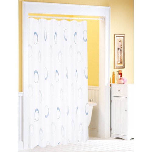 AQUALINE sprchový závěs 180 x 200cm, bílá s modrými kruhy 23169 AQUALINE sprchový závěs 180 x 200cm, bílá s modrými kruhy 23169