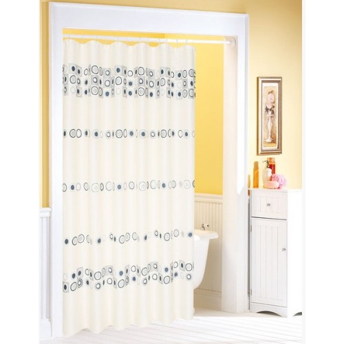 AQUALINE sprchový závěs 180 x 200cm, slonová kost s šedivými kruhy 23840