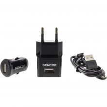 SENCOR KIT SCO 515-000BK USB kabel, nabíječka černá 1M/WALL/CAR 30014835