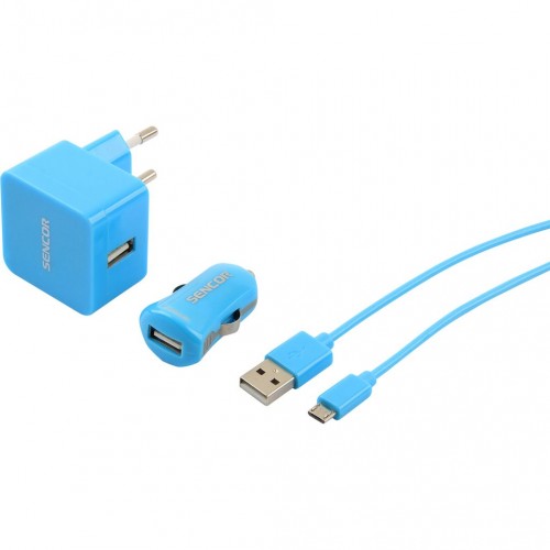 SENCOR KIT SCO 516-000BL USB kabel, nabíječka modrá 1M/WALL/CAR 30015738