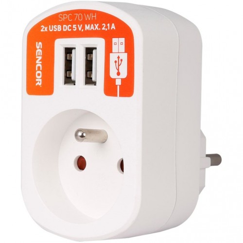 SENCOR SPC 70 WH zásuvka s 2xUSB, 5V/2100 mA bílá 50002190