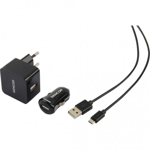 SENCOR KIT SCO 516-000BK USB kabel, nabíječka černá 1M/WALL/CAR 30015737