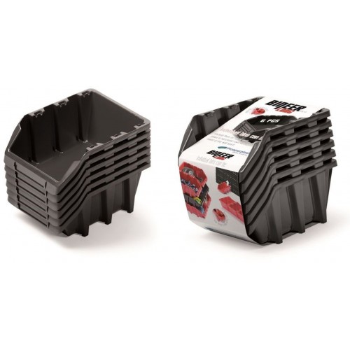 Kistenberg BINEER LONG SET Plastové úložné boxy 6 kusů, 249x158x213mm, černá KBILS25