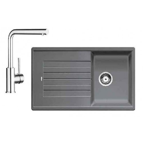 BLANCO SET dřez ZIA 45 SL aluminium Silgranit + dřezová baterie MILA chrom BLANCO SET dřez ZIA 45 SL aluminium Silgranit + dřezová baterie MILA chrom