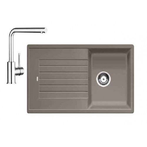 BLANCO SET dřez ZIA 45 SL tartufo Silgranit + dřezová baterie MILA chrom