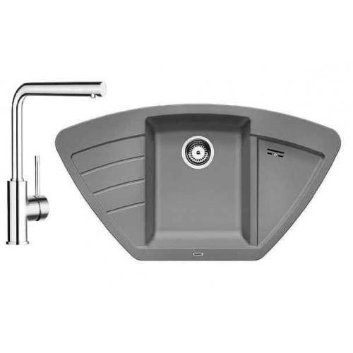 BLANCO SET 12 dřez ZIA 9 E aluminium + dřezová baterie MILA chrom BLANCO SET 12 dřez ZIA 9 E aluminium + dřezová baterie MILA chrom