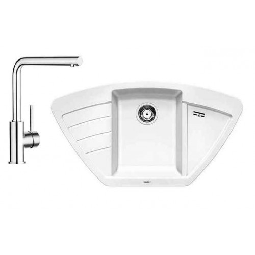 BLANCO SET 12 dřez ZIA 9 E bílá + dřezová baterie MILA chrom