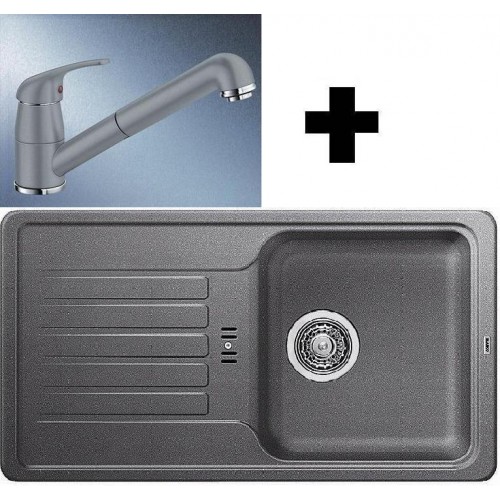 BLANCO SET granitový dřez FAVOS mini hliníková metalíza a baterie Daras-S