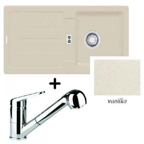 Franke SET G26 granitový dřez STG 614 vanilka + dřezová baterie FC 9547.031