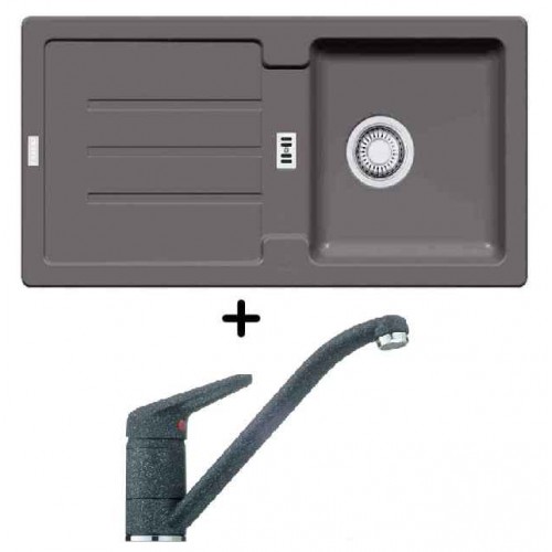 Franke SET G27 granitový dřez STG 614 šedý kámen + dřezová baterie FC 9541.084
