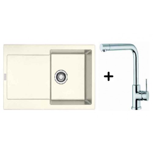 Franke SET G39 granitový dřez MRG 611.094 bílá - led + dřezová baterie Samoa