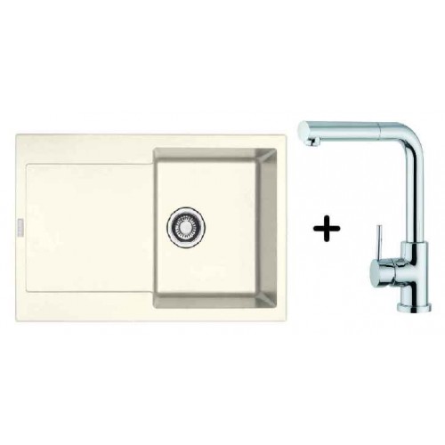 Franke SET G40 granitový dřez MRG 611.094 bílá - led + dřezová baterie FN 0147 se sprškou