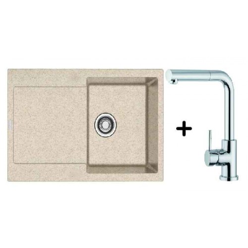 Franke SET G40 granitový dřez MRG 611.099 pískový melír + dřezová baterie FN 0147 se sprškou