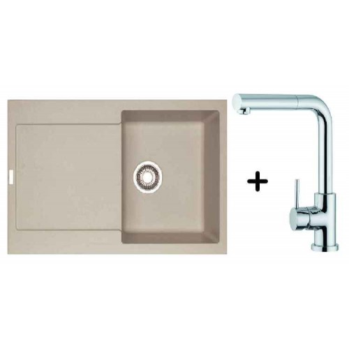 Franke SET G40 granitový dřez MRG 611.082 sahara + dřezová baterie FN 0147 se sprškou