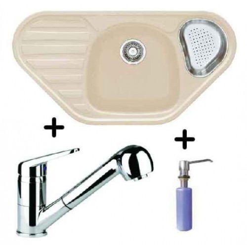 Franke SET G46 granitový dřez COG 651 E sahara + dřezová baterie FC 9547.031 + FD 300