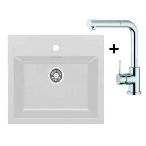 Franke SET T12 tectonitový dřez SID 610 bílá + dřezová baterie FN 0147 Franke SET T12 tectonitový dřez SID 610 bílá + dřezová baterie FN 0147
