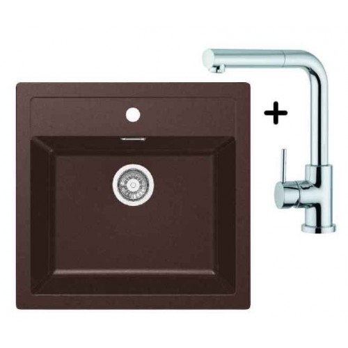 Franke SET T12 tectonitový dřez SID 610 hnědá + dřezová baterie FN 0147