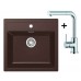 Franke SET T12 tectonitový dřez SID 610 hnědá + dřezová baterie FN 0147