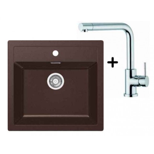 Franke SET T13 tectonitový dřez SID 610 hnědá + dřezová baterie Samoa Franke SET T13 tectonitový dřez SID 610 hnědá + dřezová baterie Samoa
