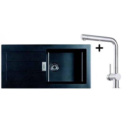 Franke SET T15 tectonitový dřez SID 611 černá + dřezová baterie Samoa