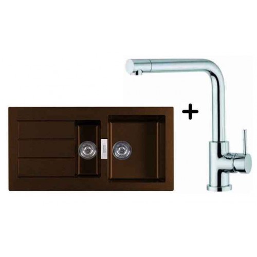 Franke SET T16 tectonitový dřez SID 651 hnědá + dřezová baterie Samoa