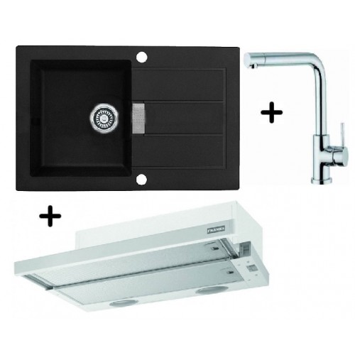 Franke SET T18 tectonitový dřez SID 611-78 černá + dřezová baterie Samoa + FTC 6032 GR/XS