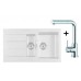 Franke SET T6 tectonitový dřez SID 651 bílá + dřezová baterie FN 0147