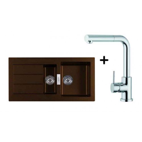 Franke SET T6 tectonitový dřez SID 651 hnědá + dřezová baterie FN 0147