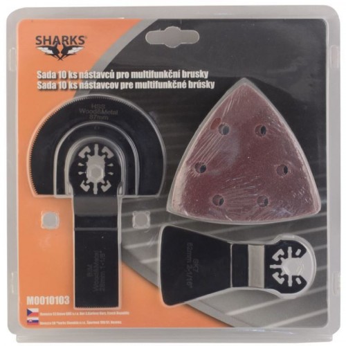 PROMÁČKLÝ OBAL SHARKS Sada 10 ks nástavců pro multifunkční brusky M0010103 - PLNĚ FUNKČNÍ