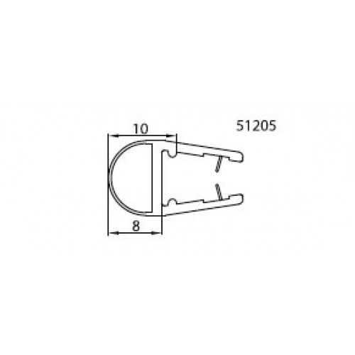 RONAL svislé těsnění na 8 mm skla 51205 RONAL svislé těsnění na 8 mm skla 51205