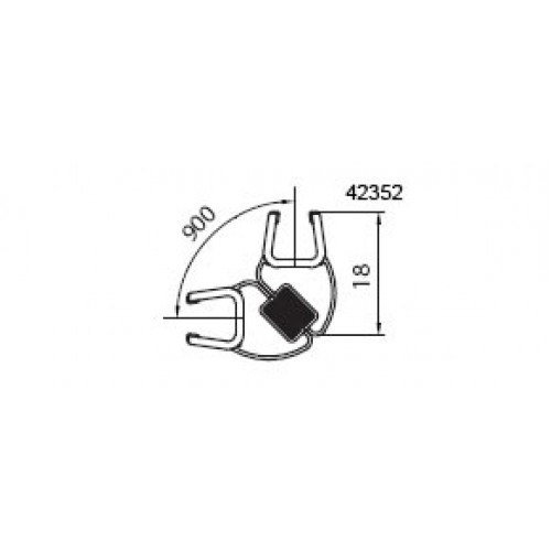 RONAL magnetické těsnění 90° na 6 mm skla 42352R