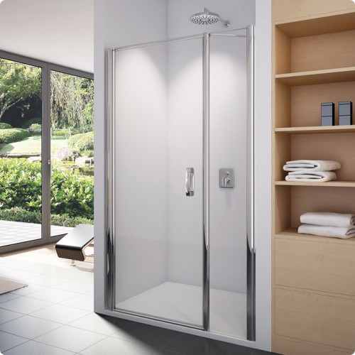 RONAL SL31 Swing-Line jednokřídlé dveře + stěna, 120 cm, aluchrom/čiré sklo SL13112005007