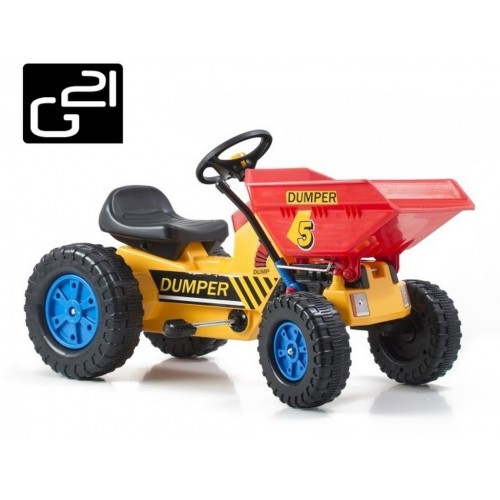 Šlapací traktor G21 Classic s čelním nosičem žluto/modrý 690812
