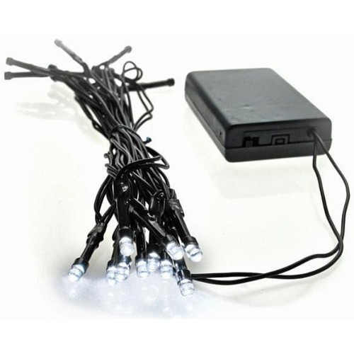 SOLIGHT LED vánoční řetěz, 3m, 20xLED, 3x AA, bílé světlo, zelený kabel 1V50-W VS1V50W