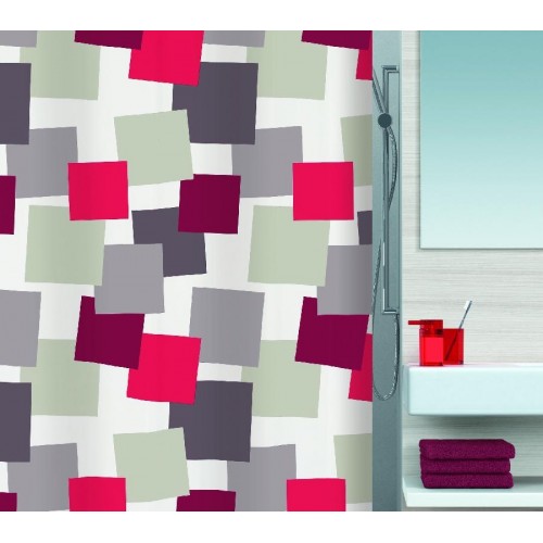 SPIRELLA PATCH TAUPE Sprchový závěs 180 x 200 cm red 1015183