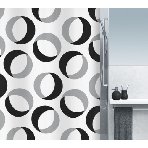 SPIRELLA RINGS Sprchový závěs GREY-BLACK 180 x 200 cm 1015184