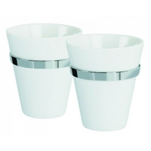 SPIRELLA MAX-LIGHT Kelímek dvojitý s držákem porcelán/chrom 1011894 SPIRELLA MAX-LIGHT Kelímek dvojitý s držákem porcelán/chrom 1011894