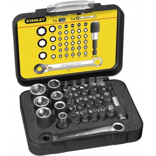 STANLEY 1-13-907 1/4" 40dílná sada bitů s ráčnovým klíčem Expert