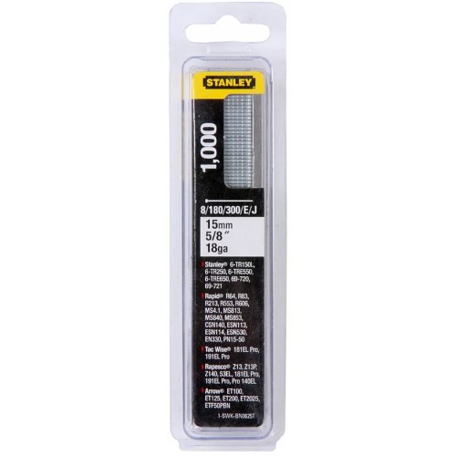 STANLEY 1-SWK-BN0625T 15mm/5/8"/18 Kolářské hřebíky typ 8/300/E/J, 1000ks