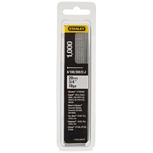 STANLEY 1-SWKBN075T 20mm/3/4"/18 Kolářské hřebíky typ 8/300/E/J, 1000ks
