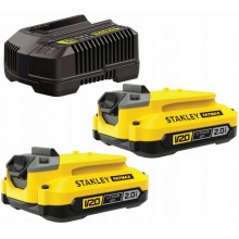 STANLEY SFMCB12D2 FatMax Startovací sada V20 2x2,0Ah (2 baterie + nabíječka)