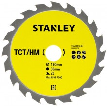 STANLEY STA13030 Pilový kotouč TCT/HM pro podélné řezy 190x30mm, 20 zubů