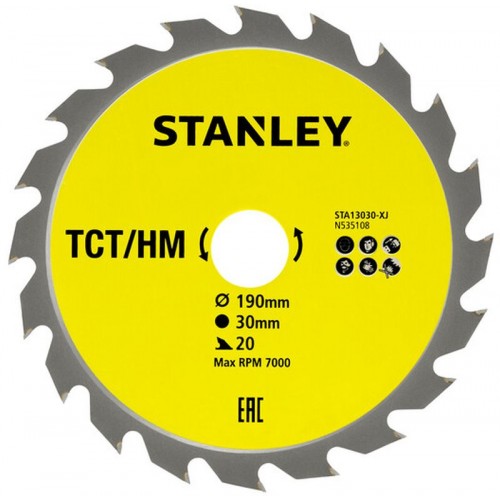 STANLEY STA13030 Pilový kotouč TCT/HM pro podélné řezy 190x30mm, 20 zubů STANLEY STA13030 Pilový kotouč TCT/HM pro podélné řezy 190x30mm, 20 zubů