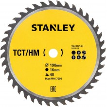 STANLEY STA13145 Pilový kotouč TCT/HM pro příčné řezy 190x16mm, 40 zubů