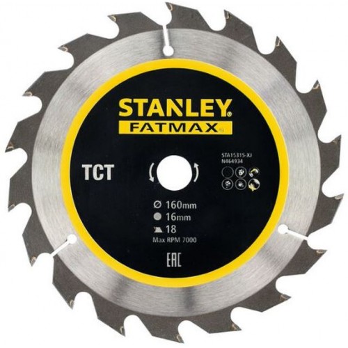STANLEY STA15315 Pilový kotouč TCT/HM brousitelný pro podélné řezy 160x16mm, 18 zubů