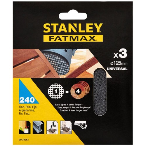 STANLEY STA39262-XJ Brusné mřížky pro excentrickou brusku 125mm, P240, 3ks STANLEY STA39262-XJ Brusné mřížky pro excentrickou brusku 125mm, P240, 3ks