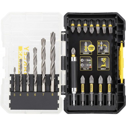 STANLEY STA88554 FatMax 19dílná sada vrtáků do železa a bitů