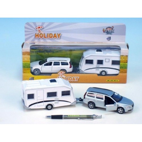 Auto Volvo V70, kov, s přívěsem, 13cm, na zpětné natažení 00025348