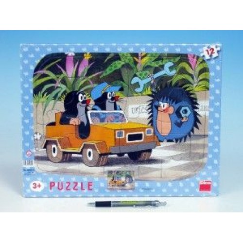 Puzzle deskové tvary Krtek a autíčko 36x28cm 12 dílků 21303034