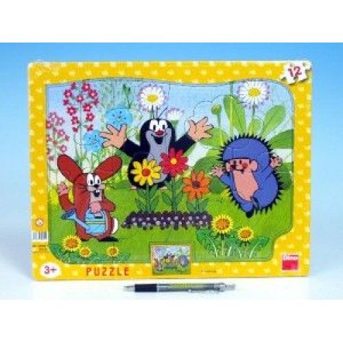 Puzzle deskové tvary Krtek zahradník 36x28cm 12 dílků 21303041